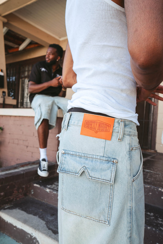 SUN FADED CARGO JORTS