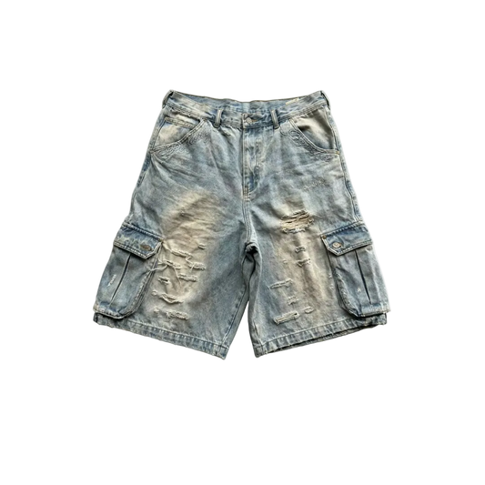 SUN FADED CARGO JORTS