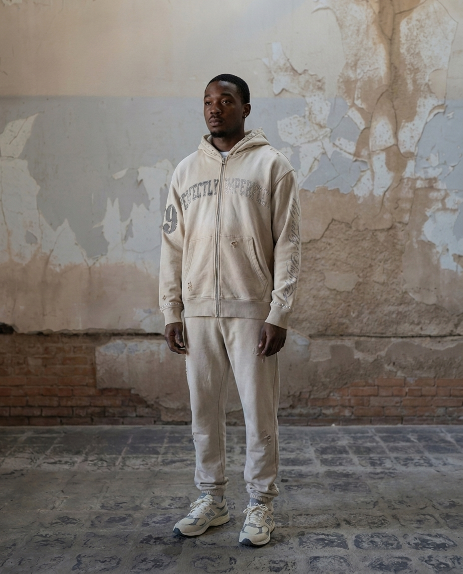 CRACKED PAVEMENT ( Cream ) SWEATSUIT