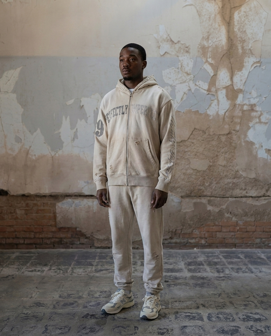CRACKED PAVEMENT ( Cream ) SWEATSUIT